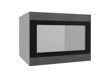 Лофт ВПГСФ 600 шкаф верхний горизонтальный со стеклом высокий с фотопечатью (Бетон темный/корпус Серый) в Искитиме - iskitim.mebel54.com | фото