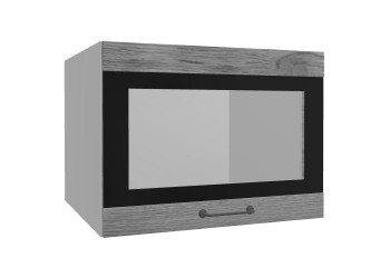 Лофт ВПГСФ 600 шкаф верхний горизонтальный со стеклом высокий с фотопечатью (Дуб цикорий/корпус Серый) в Искитиме - iskitim.mebel54.com | фото