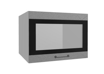 Лофт ВПГСФ 600 шкаф верхний горизонтальный со стеклом высокий с фотопечатью (Штукатурка серая/корпус Серый) в Искитиме - iskitim.mebel54.com | фото