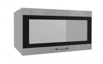 Лофт ВПГСФ 800 шкаф верхний горизонтальный со стеклом высокий с фотопечатью (Бетон светлый/корпус Серый) в Искитиме - iskitim.mebel54.com | фото