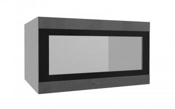 Лофт ВПГСФ 800 шкаф верхний горизонтальный со стеклом высокий с фотопечатью (Бетон темный/корпус Серый) в Искитиме - iskitim.mebel54.com | фото