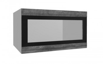 Лофт ВПГСФ 800 шкаф верхний горизонтальный со стеклом высокий с фотопечатью (Дуб бурый/корпус Серый) в Искитиме - iskitim.mebel54.com | фото
