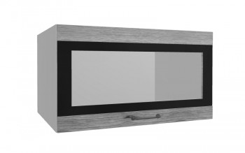 Лофт ВПГСФ 800 шкаф верхний горизонтальный со стеклом высокий с фотопечатью (Дуб майский/корпус Серый) в Искитиме - iskitim.mebel54.com | фото