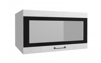 Лофт ВПГСФ 800 шкаф верхний горизонтальный со стеклом высокий с фотопечатью (Штукатурка белая/корпус Серый) в Искитиме - iskitim.mebel54.com | фото