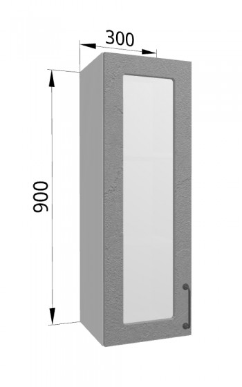 Лофт ВПС 300 шкаф верхний со стеклом высокий (Штукатурка серая/корпус Серый) в Искитиме - iskitim.mebel54.com | фото