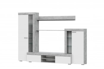 Мебель для гостиной МГС 5 Цемент светлый / Белый в Искитиме - iskitim.mebel54.com | фото