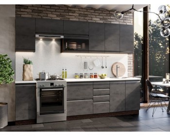 Модульная кухня Бруклин 2,8 м (Бетон черный/Венге) в Искитиме - iskitim.mebel54.com | фото