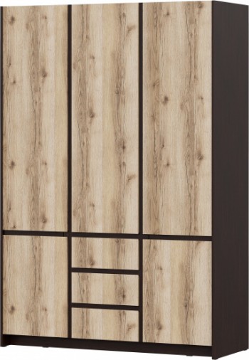 Модульная система "Прага" Шкаф для одежды трехстворчатый Дуб Венге/Дуб Делано в Искитиме - iskitim.mebel54.com | фото