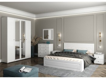 Модульная спальня Барселона (Белый/Белый глянец) в Искитиме - iskitim.mebel54.com | фото
