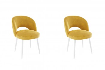 Набор стульев Моли 2 шт (жёлтый велюр/белый) в Искитиме - iskitim.mebel54.com | фото