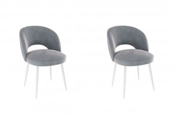 Набор стульев Моли 2 шт (серый велюр/белый) в Искитиме - iskitim.mebel54.com | фото