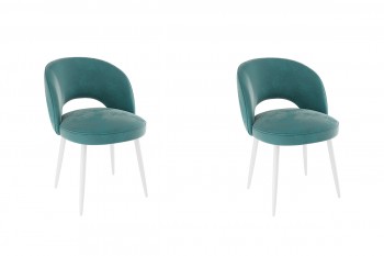 Набор стульев Моли 2 шт (зеленый велюр/белый) в Искитиме - iskitim.mebel54.com | фото