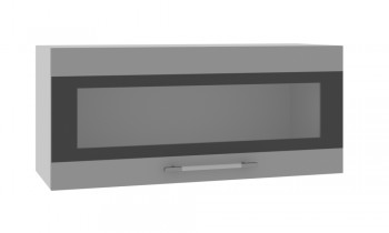 Норд ШВГС 800 Шкаф верхний горизонтальный со стеклом (Софт черный/корпус Белый) в Искитиме - iskitim.mebel54.com | фото