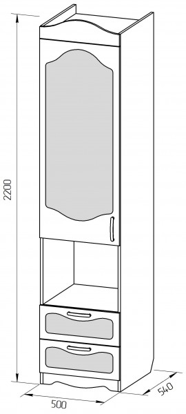Пенал с ящиками серии Иллюзия 33 Сиреневый в Искитиме - iskitim.mebel54.com | фото