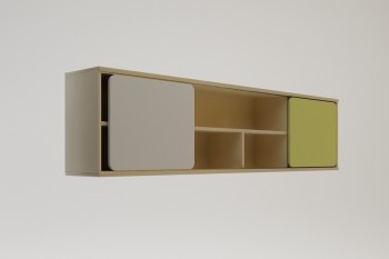Полка между шкафами 1660 Эппл (Зеленый/Белый/корпус Клен) в Искитиме - iskitim.mebel54.com | фото