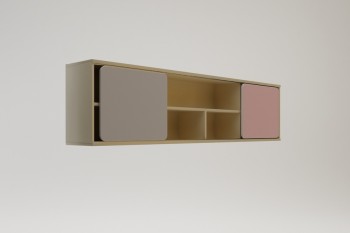 Полка между шкафами 1660 Грэйси (Розовый/Серый/корпус Клен) в Искитиме - iskitim.mebel54.com | фото