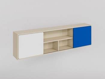 Полка между шкафами 1660 Скай люкс (Синий/Белый/корпус Клен) в Искитиме - iskitim.mebel54.com | фото