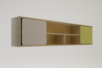 Полка между шкафами 1960 Эппл (Зеленый/Белый/корпус Клен) в Искитиме - iskitim.mebel54.com | фото