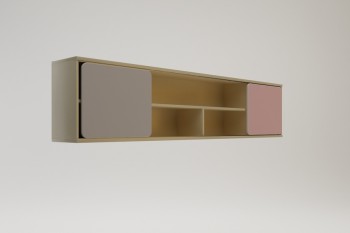 Полка между шкафами 1960 Грэйси (Розовый/Серый/корпус Клен) в Искитиме - iskitim.mebel54.com | фото
