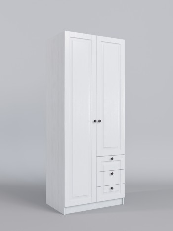 Шкаф 2-х створчатый с ящиками Классика (Белый/корпус Выбеленное дерево) в Искитиме - iskitim.mebel54.com | фото