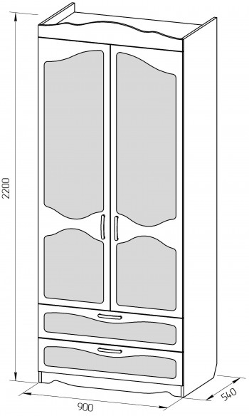 Шкаф 2-х створчатый с ящиками серии Иллюзия 08 Шоколад в Искитиме - iskitim.mebel54.com | фото