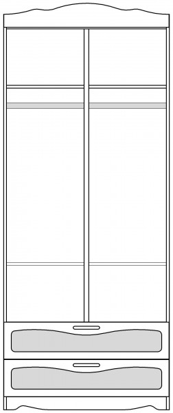 Шкаф 2-х створчатый с ящиками серии Иллюзия 67 Светло-фиолетовый в Искитиме - iskitim.mebel54.com | фото