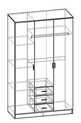 Шкаф 3-х створчатый комбинир с зеркалом Светлана (Венге/Дуб молочный) в Искитиме - iskitim.mebel54.com | фото