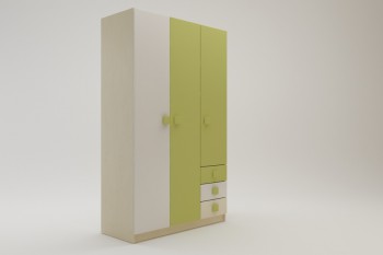 Шкаф 3-х створчатый с ящиками Эппл (Зеленый/Белый/корпус Клен) в Искитиме - iskitim.mebel54.com | фото
