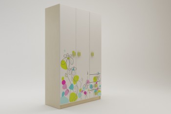 Шкаф 3-х створчатый с ящиками Флёр (Белый/корпус Клен) в Искитиме - iskitim.mebel54.com | фото