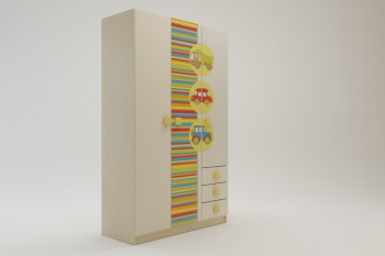 Шкаф 3-х створчатый с ящиками Клаксон (Бежевый/корпус Клен) в Искитиме - iskitim.mebel54.com | фото