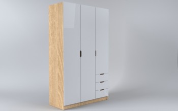 Шкаф 3-х створчатый с ящиками Лофт (Белый/корпус Дуб Сонома) в Искитиме - iskitim.mebel54.com | фото