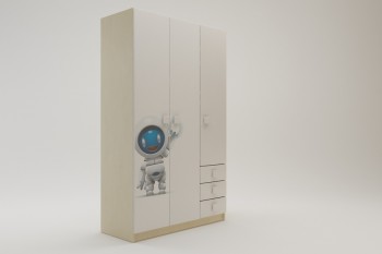 Шкаф 3-х створчатый с ящиками Санни (Белый/корпус Клен) в Искитиме - iskitim.mebel54.com | фото