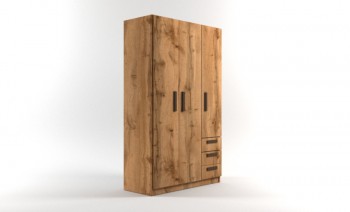 Шкаф 3-х створчатый с ящиками Шервуд (Дуб Вотан) в Искитиме - iskitim.mebel54.com | фото