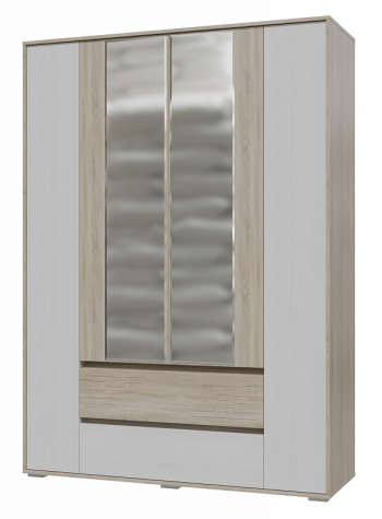 Шкаф 4-х дверный с ящиками Мальта 1600 Дуб сонома/Рамух белый в Искитиме - iskitim.mebel54.com | фото