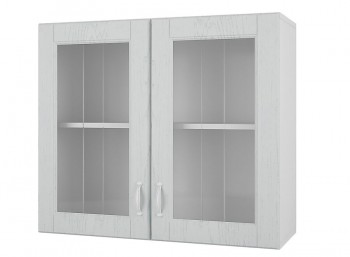 Шкаф 80 с 2-мя витринами Камелия (Арктик/корпус Белый) в Искитиме - iskitim.mebel54.com | фото