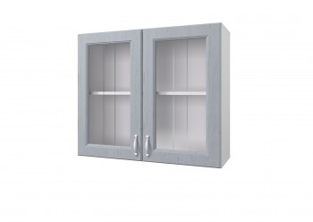 Шкаф 80 с 2-мя витринами Принцесса (Серый/корпус Белый) в Искитиме - iskitim.mebel54.com | фото