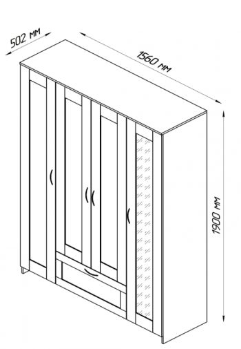 Шкаф четырехдверный Сириус с 1 зеркалом и 1 ящиком белый в Искитиме - iskitim.mebel54.com | фото