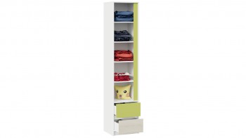 Шкаф для белья комбинированный «Сканди» Дуб Гарден/Белый/Зеленый в Искитиме - iskitim.mebel54.com | фото