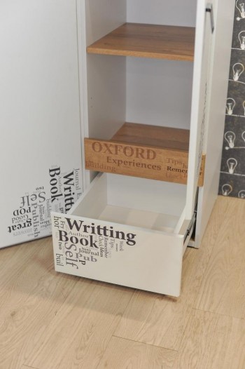 Шкаф для белья «Оксфорд» (Ривьера/Белый с рисунком) в Искитиме - iskitim.mebel54.com | фото