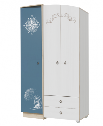 Шкаф для одежды Бриз 1200 Дуб ривьера/ Рамух белый/синий в Искитиме - iskitim.mebel54.com | фото
