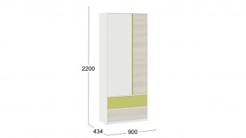 Шкаф для одежды комбинированный «Сканди» Дуб Гарден/Белый/Зеленый в Искитиме - iskitim.mebel54.com | фото