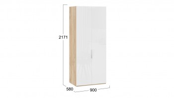Шкаф для одежды с 2 глухими дверями «Эмбер» Яблоня Беллуно/Белый глянец в Искитиме - iskitim.mebel54.com | фото