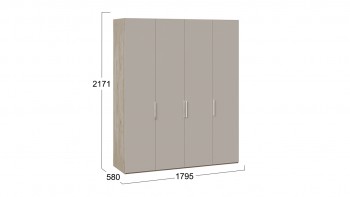 Шкаф для одежды с 4 глухими дверями «Эмбер» Баттл Рок/Серый глянец в Искитиме - iskitim.mebel54.com | фото