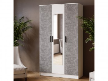 Шкаф комбинированный Ларс (1,2) с зеркалом белый/ателье светлое в Искитиме - iskitim.mebel54.com | фото