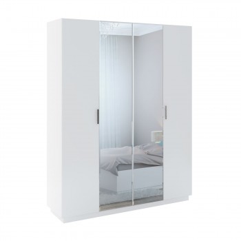 Шкаф с зер. 4 двери М22 Спальня Тиффани (белый текстурный) в Искитиме - iskitim.mebel54.com | фото