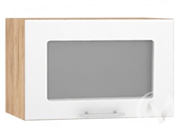 Шкаф со стеклом Валерия-М ШВГС-500 (Белый глянец/Дуб Крафт Золотой/верхний/горизонтальный) в Искитиме - iskitim.mebel54.com | фото