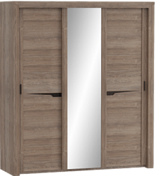Шкаф трехдверный Соренто с раздвижными дверями Дуб стирлинг/Кофе структурный матовый в Искитиме - iskitim.mebel54.com | фото
