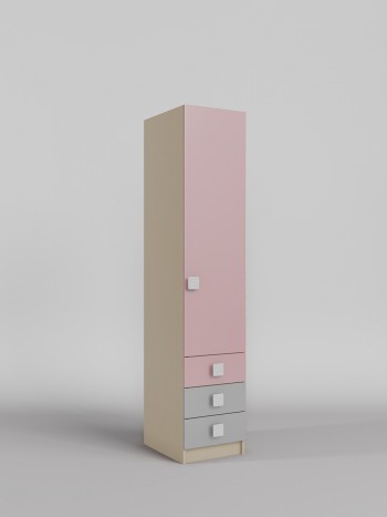 Шкаф угловой (секция с ящиками) Грэйси (Розовый/Серый/корпус Клен) в Искитиме - iskitim.mebel54.com | фото