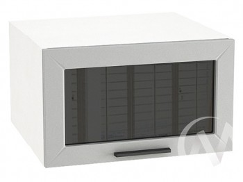 Шкаф верхний Глетчер ШВГС 610 (Гейнсборо силк/белый/горизонт/стекло) в Искитиме - iskitim.mebel54.com | фото