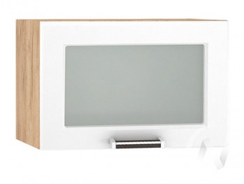 Шкаф верхний со стеклом Прага ШВГС 500 (Белое дерево/корпус дуб крафт золотой) в Искитиме - iskitim.mebel54.com | фото